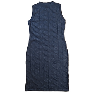 Calvin Klein Charcoal Gray Logo Imprint Knit Sleeveless Mock Neck Sweater Dress